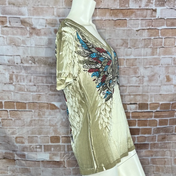 Affliction Women’s Graphic Short Sleeve V-Neck -Size: Large -NWT - Picture 6 of 12